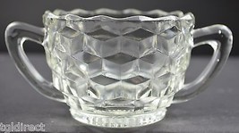 Vintage Jeannette Glass Cube Clear Pattern Open Sugar 2.375&quot; Tall Tea Crystal - £5.41 GBP
