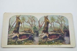 Antique Stereoview Card No. 491 Camp Fire Dreams Vintage Hunting Collectible - £10.03 GBP