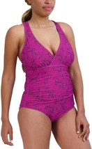 Eddie Bauer Women&#39;s Size Medium Pink Ruched Shaping One Piece Swimsuit NWT - £16.97 GBP
