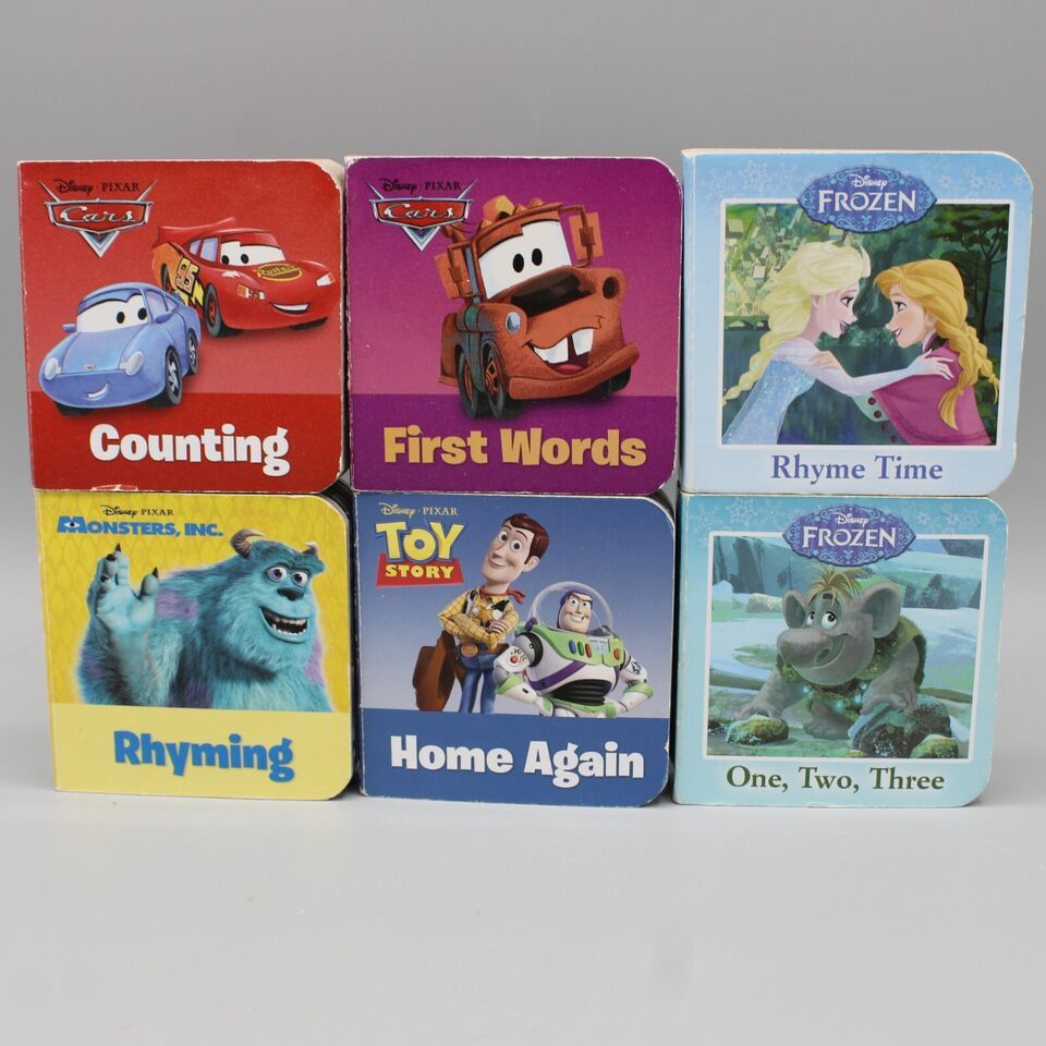 Primary image for Lot of 6 Disney Miniature Board Book (Cars, Monsters Inc, Frozen) Learn to Read