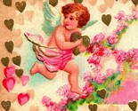 With Love Cupid Hearts Valentines Embossed 1907 International Art UDB Po... - $7.87