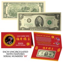 2025 Lunar Chinese New YEAR of the SNAKE Lucky US $2 Bill w/Red Folder - S/N 88 - $13.06