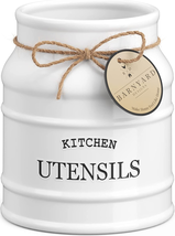 Ceramic Farmhouse Utensil Holder for Kitchen Counter, Large Rustic Utensil Crock - £26.64 GBP