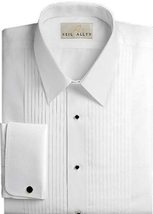 Neil Allyn Regular Collar 1/4&quot; Pleat All Cotton Tuxedo Shirt with French Cuffs C - $83.30