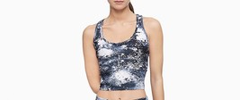 CALVIN KLEIN PERFORMANCE Tank Top Cropped Racerback Blue Multi Small $49... - £7.16 GBP