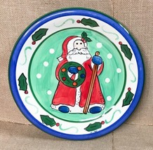 Libbey Santa Claus Decorative Plate With Holly Trim Christmas Holiday Festive - £5.47 GBP