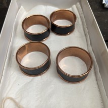 Set Of 4 Vintage Copper &amp; Black Napkin Rings, .75” - £11.76 GBP