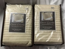 NWT Bed Bath &amp; Beyond Classic Coverlet Two Standard Shams Beige Taupe 20&quot; x 26&quot; - £23.92 GBP