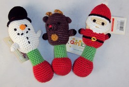 Hand Crocheted Baby Rattle ~ Choice Of Santa, Snowman, Or Reindeer ~ KidStyle - £10.18 GBP