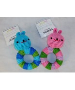 Hand Crocheted Baby Rattle ~ Choice Of Pink or Blue Bunny ~ Amikins KidS... - £5.19 GBP