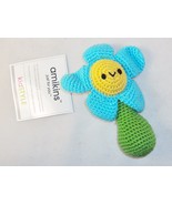 Hand Crocheted Baby Rattle ~ Blue &amp; Yellow Flower Face ~ Amikins KidStyle - $20.07 CAD
