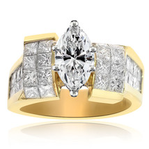 2.78 Carat F-SI1 Natural Marquise Cut Diamond Engagement Ring 14K Yellow Gold - £4,473.10 GBP