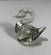 Vintage Swan Bird Clear Glass Figurine Paperweight 3x3.5 in Unbranded - $12.64