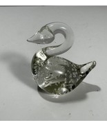 Vintage Swan Bird Clear Glass Figurine Paperweight 3x3.5 in Unbranded - £9.93 GBP