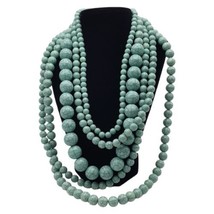 Baublebar 5 Strand Big Bold Statement Necklace Bib Faux Turquoise Color Beads  - £12.77 GBP