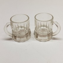 Vintage Federal Glass Mini Beer Mug Shot Glass Handled Clear Glass Set Of Two - $10.73