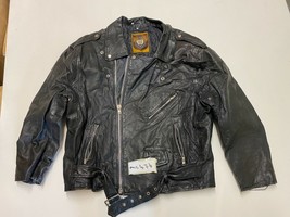 IOU Vintage Motorcycle Leather Jacket Label L Armpit/armpit 24&quot; (mc476) - £54.46 GBP