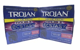 Lot Of 2 Trojan Double Ecstasy Latex Male Condom - 48 Count Exp 08-2023 - $24.74