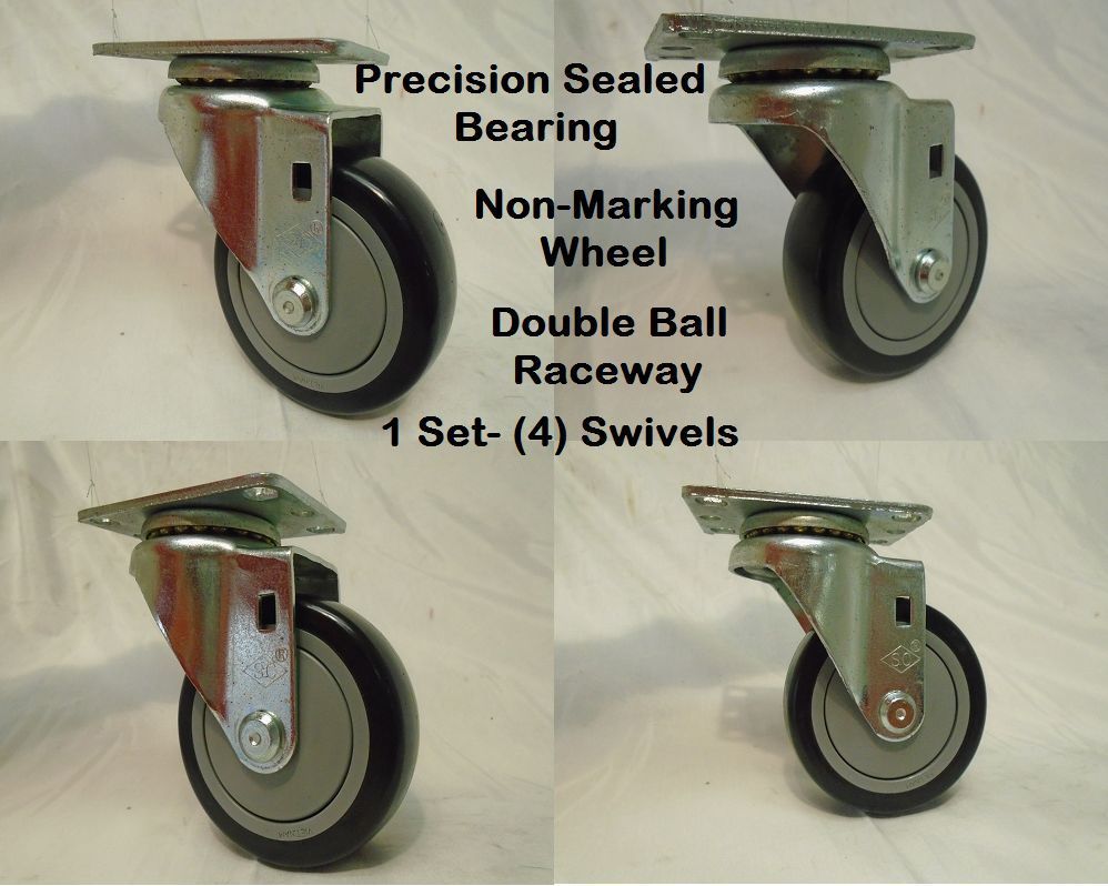 3-1/2&quot; x 1-1/4&quot; Swivel Caster Black Polyurethane Wheel 300lbs eachTool Box - $24.50