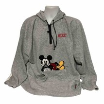 Vintage Unlimited Mickey Mouse XL 1/4 Zip Hoodie Sweater Walt Disney Embroidered - £28.31 GBP