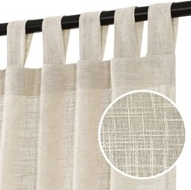 Linen Curtains 108 Inch Natural Linen Semi Sheer Curtains Tab Top Light, Ivory - £44.75 GBP
