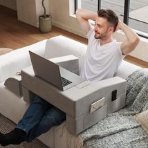 Large Adjustable Reading Pillow with Integrated Cup Holder - Ultimate Co... - $130.63