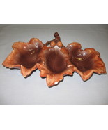 Ceramic Candy Nut Dish Acorn &amp; Leaves Design Brown &amp; Beige - $9.95