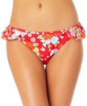 California Waves Juniors Ruffled Hipster Bikini Bottoms, Medium, Red Multi - £23.37 GBP