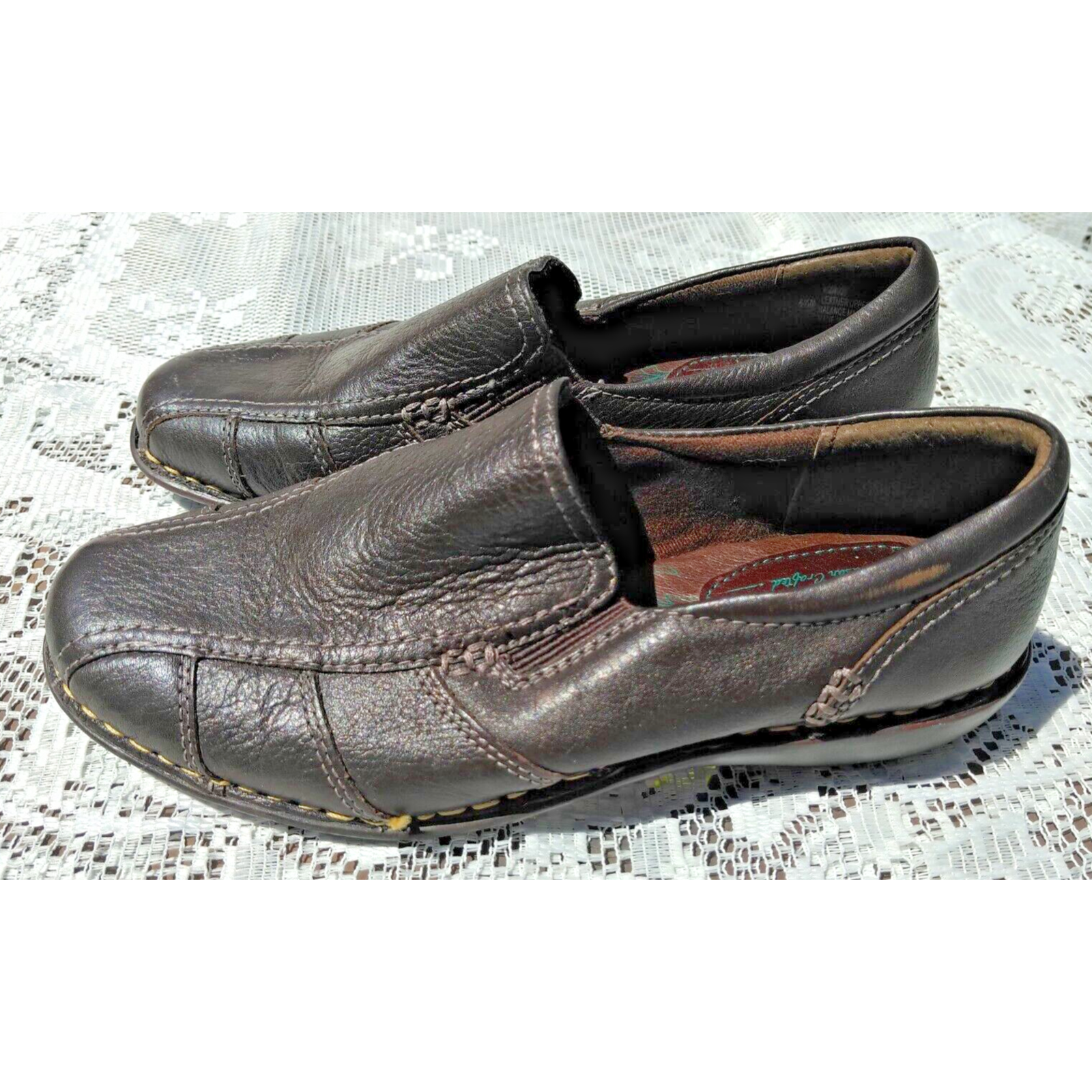 Montana Artisan Crafted Womens Flat Shoes Brown 6.5 Leather Round Toe Sl... - $6.05