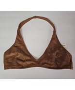 Aerie American Eagle Swim Shine Rib Halter Bikini Top SMALL Horizon Brown - $26.99