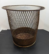 Vintage Antique NEMCO Metal Co Steel Mesh Trash Can Waste Basket Chicago 12 in - £37.36 GBP