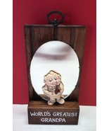 Vintage Wallace Berrie Worlds Greatest Grandpa Wall Plaque & Mirror 70s Novelty - $13.99