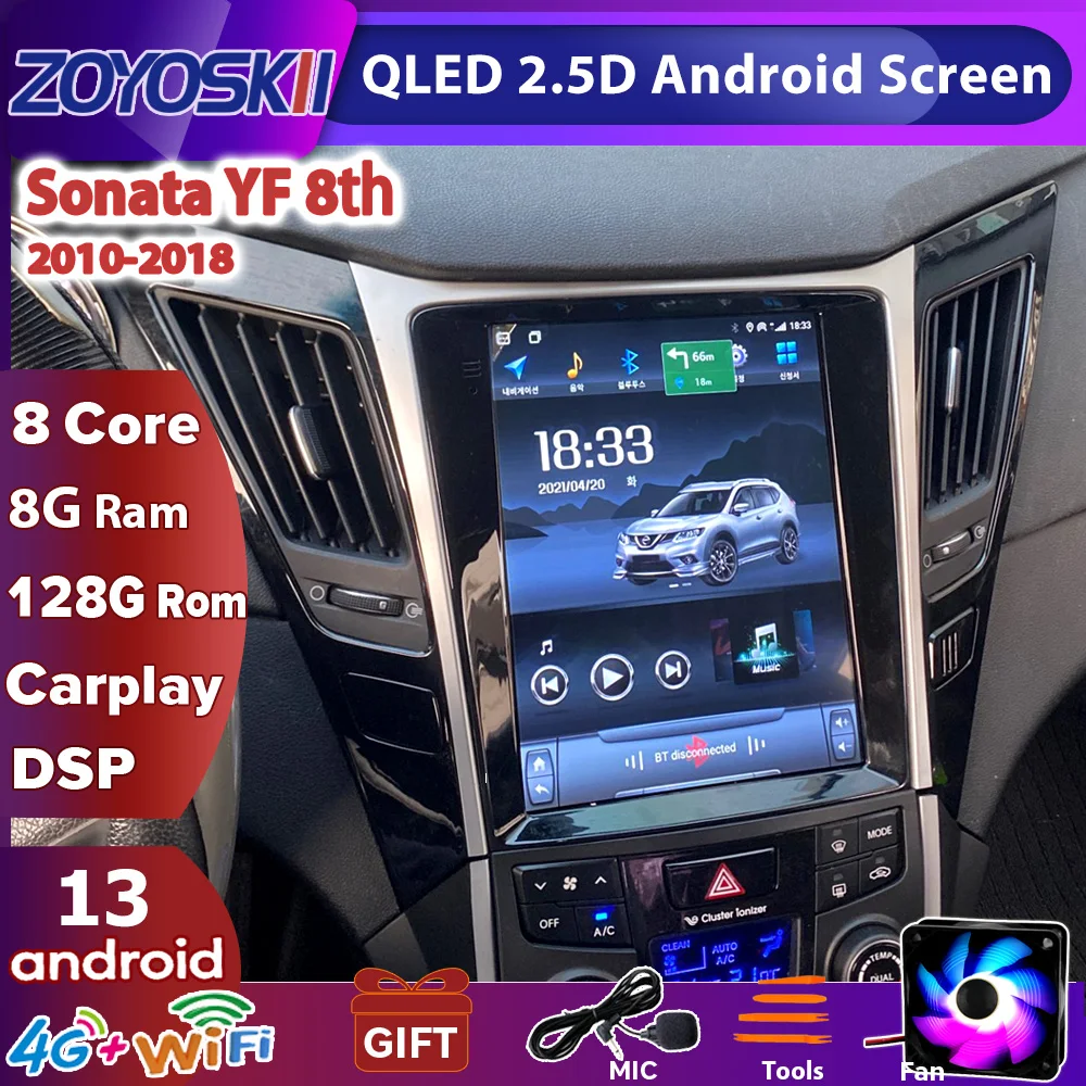 For Hyundai Sonata YF 8 Android 2010-2018 Tesla Screen Car GPS Navigation stereo - £257.29 GBP+