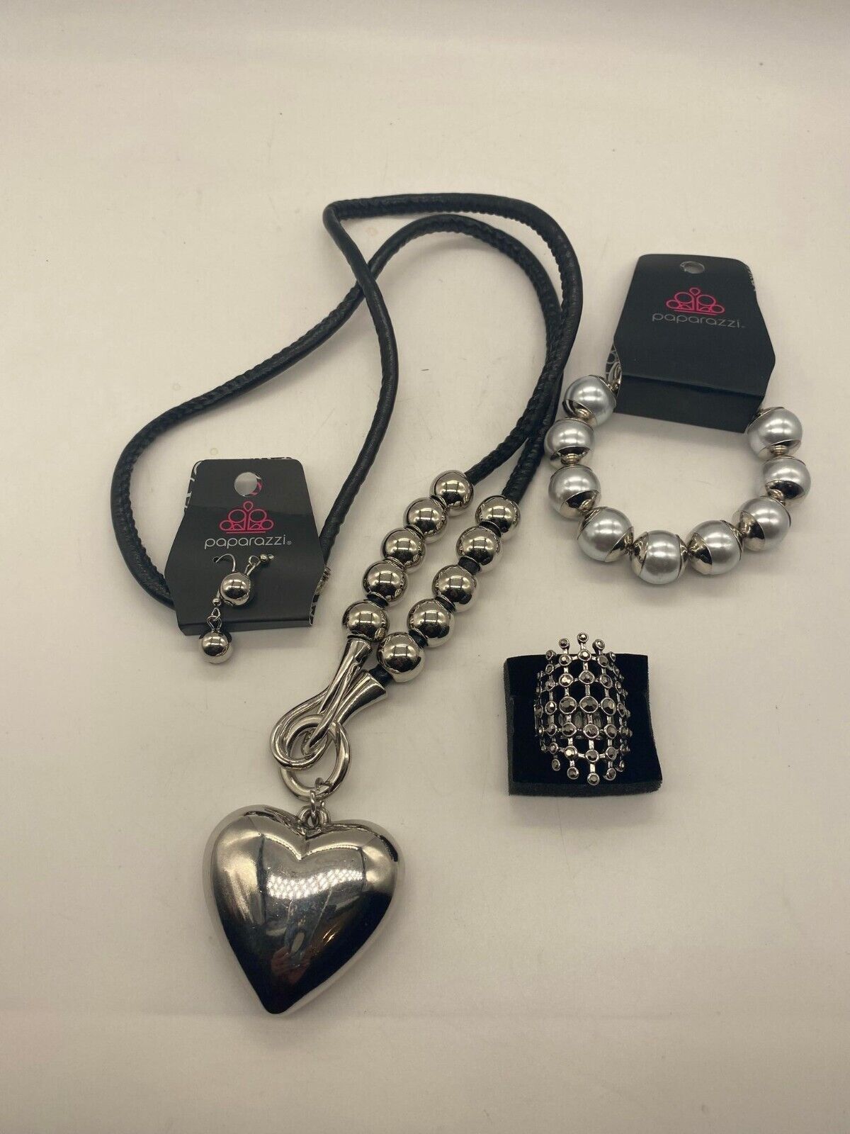 Primary image for NWT Paparazzi Heart Necklace, Earrings, Bracelet & Ring 
