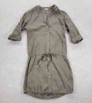 James Perse Standard Linen Shirt Dress Gray Button Mini Size 3 Large Tie Waist  - £26.49 GBP