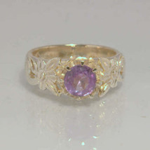 Color Change Lab Pink Blue Sapphire Silver Ring size 6.25 Flower Angel Design 34 - £150.77 GBP