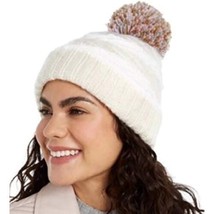 $29 INC Chenille Striped Multi-Pom Beanie Hat White One Size - $17.82