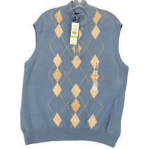 Lyle Scott Scotland Blue Argyle Vest Sweater Knit Henley Neck Men Size L... - £20.79 GBP