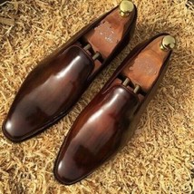 New Handmade Men&#39;s Loafer Brown Cowhide Leather Moccasins Dress Formal S... - €112,59 EUR
