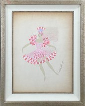 Erte Rare Original Gouache Framed Ballerina &quot;Les Girls&quot; Pink Tutu costume - £3,976.00 GBP