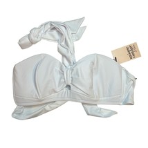 Unique Vintage White Halter Tie Back Bikini Top L New - $24.19