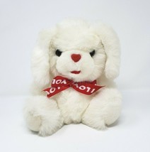 VINTAGE 1990 FAIRVIEW WHITE PUPPY DOG RED HEART NOSE STUFFED ANIMAL PLUS... - £29.61 GBP