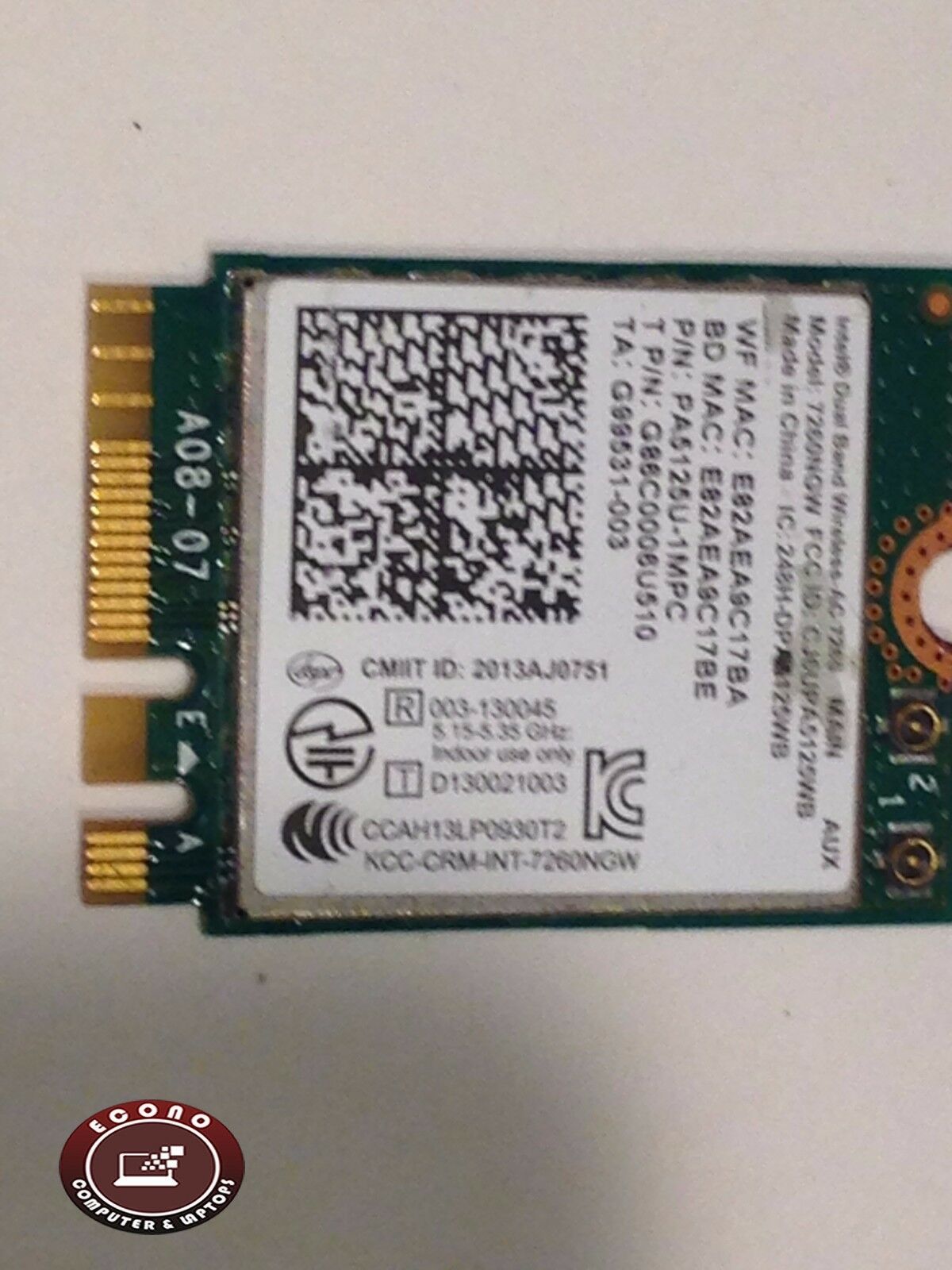 Toshiba P55W-B5224 Genuine WIFI Card PA5125U-1MPC - $9.50