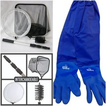 Pond Cleaning Care Kit, 4-in-1 Net Set with Telescopic Pole and Full Arm Gloves - £41.25 GBP