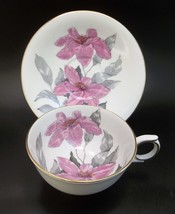 Windsor Tea Cup Saucer Set Bone China Pink Flowers England - £11.05 GBP