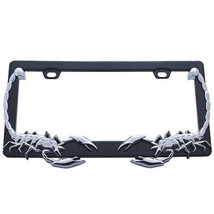 Black &amp; Chrome Scorpion Metal Two Hole Car Truck Universal License Plate... - $12.85