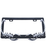 Black &amp; Chrome Scorpion Metal Two Hole Car Truck Universal License Plate... - $17.63 CAD