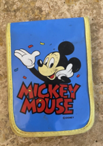 VINTAGE DISNEY MICKEY MOUSE BLUE AND YELLOW VINYL PLASTIC WALLET, FOLDS ... - $9.89