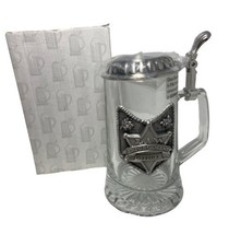German Beer Stein Pewter Law Enforcement Officer Gift Glass Italy Gift B... - $36.56
