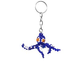 Mia Jewel Shop Octopus Czech Glass Seed Bead 3D Figurine Keychain Metal Ring - H - £11.84 GBP